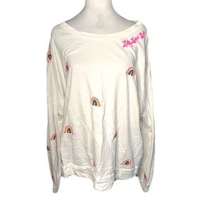 Lilly Pulitzer Women’s XXL White Rainbow Embroidered Long Sleeve Top Pride LGBTQ